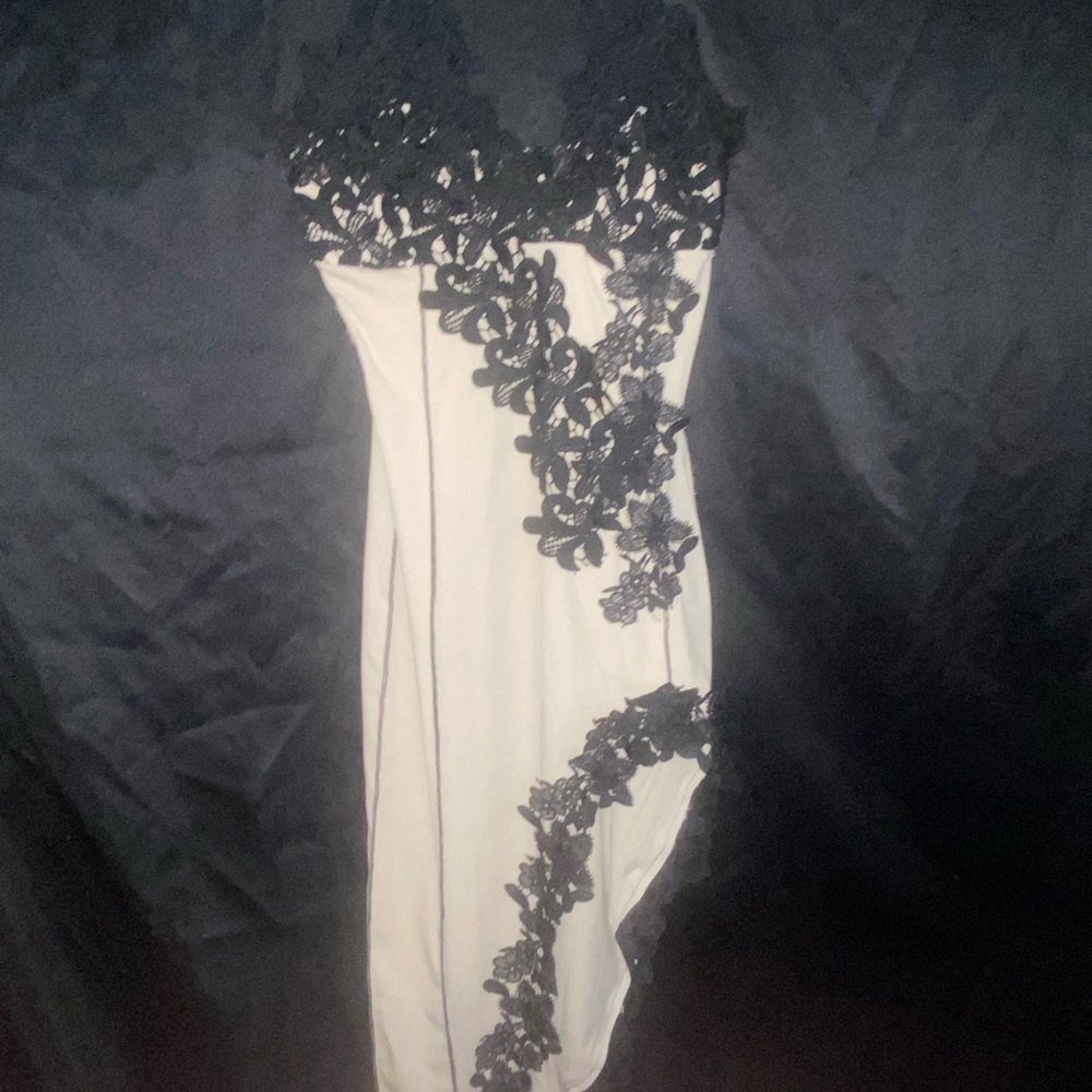 Elegant Black and White Lace Dress